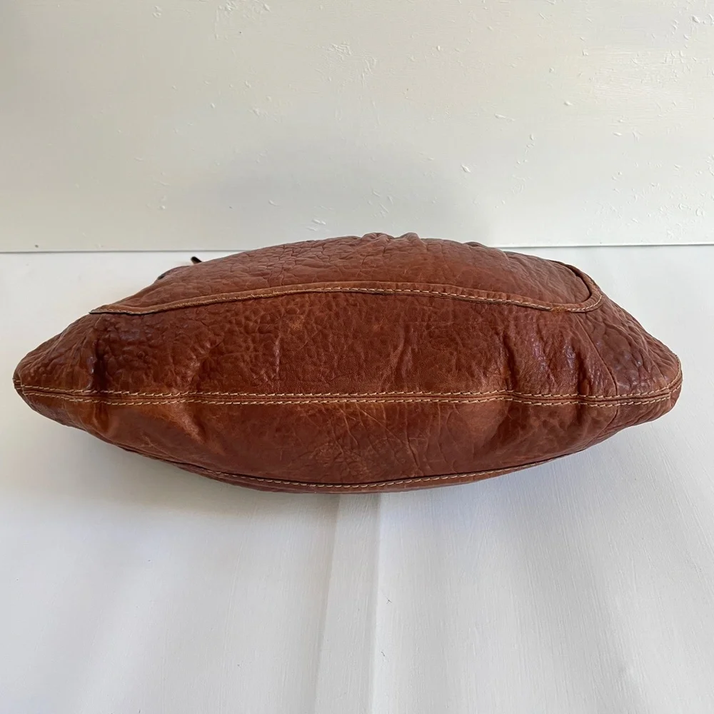 Y2K RUEHL Shoulder Handbag Leather Tote Large Brown Soft Bag Half Moon Hobo Boho